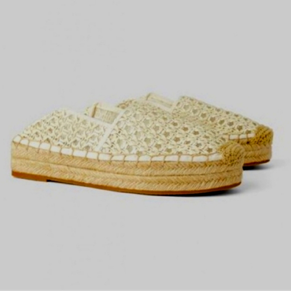 ZARA Cream Woven Slip On Espadrille Flats Size 40 (9 9.5)